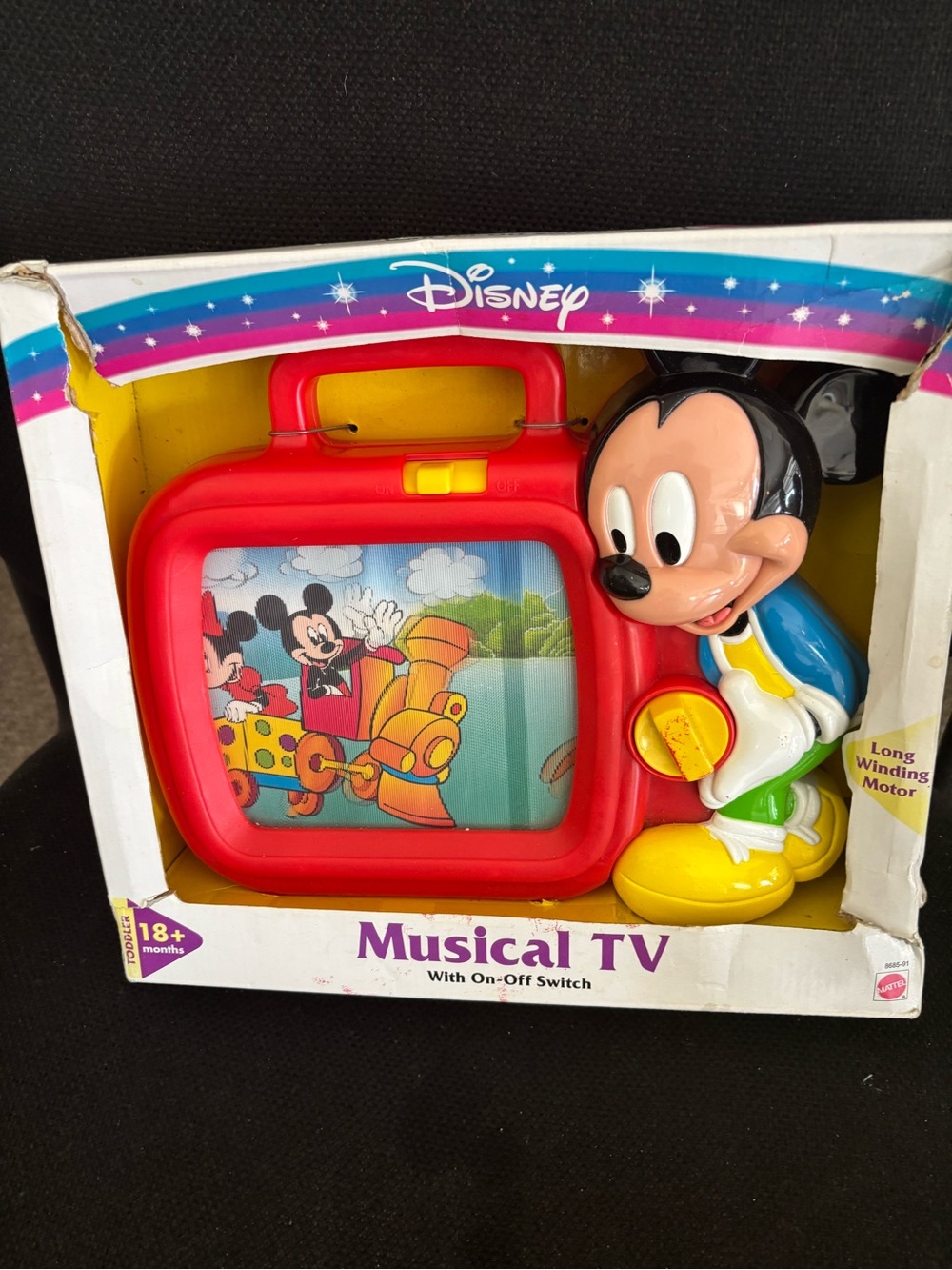 Vintage Disney Mickey Mouse Red and Yellow Musical TV Toy